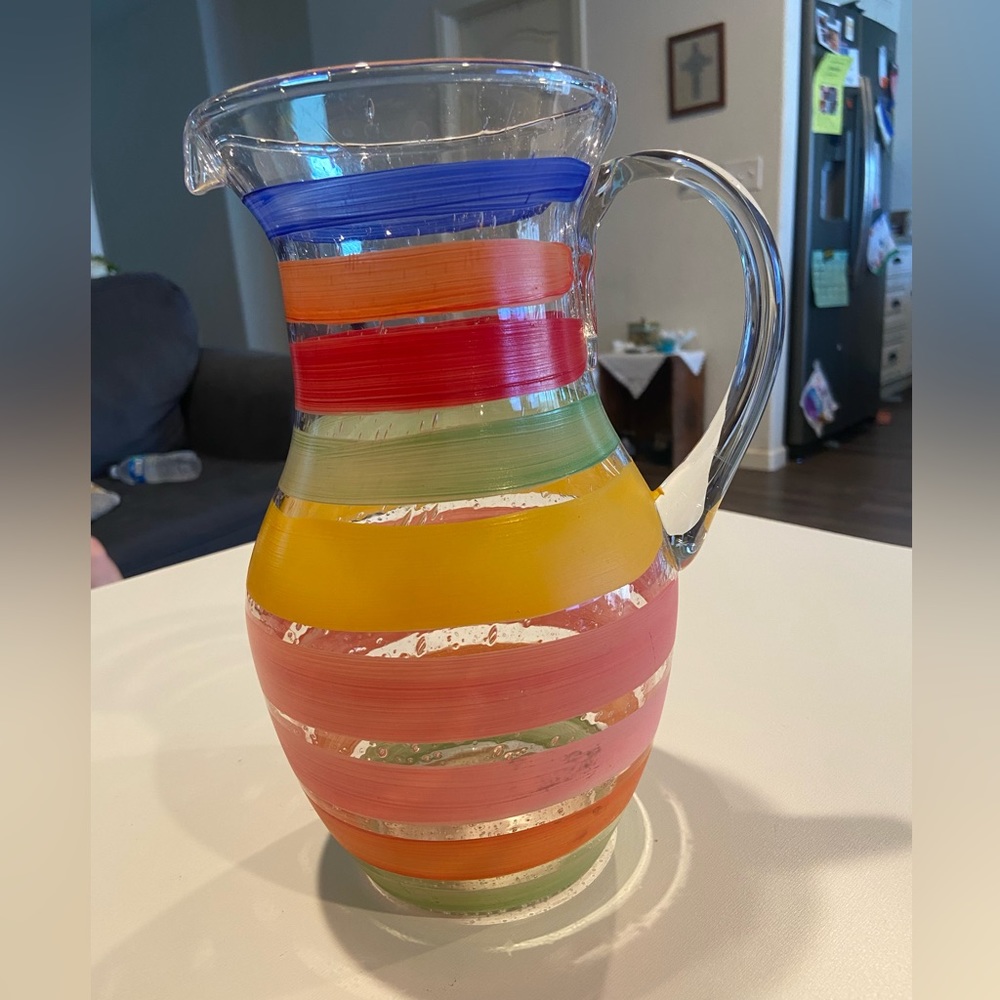 Hand Painted Glass Pitcher